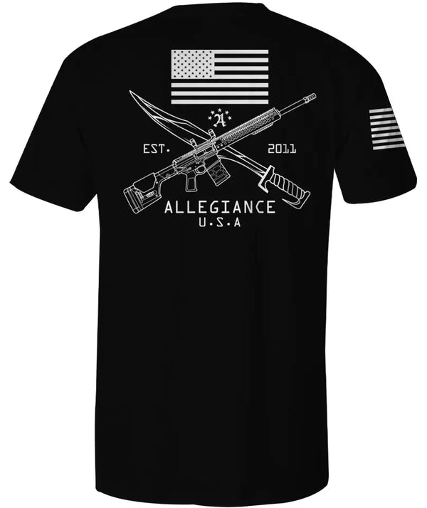 Back of Bravo Tee in black featuring large Bravo logo graphic