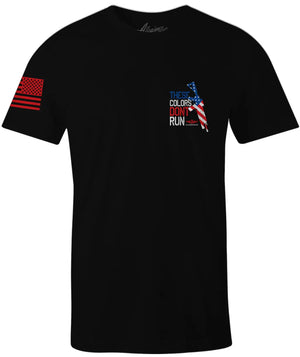 Front view of Allegiance Don’t Run Back Hit Tee in black with small chest logo - Allegiance Clothing 