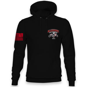 Front view of Allegiance They Fly Hoodie with small chest UTV design
