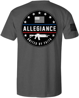 Back of Combat Premium Tee in Dark Charcoal featuring large Combat logo graphic