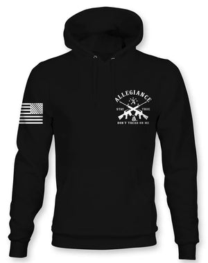Front view of Allegiance Don’t Tread Back Hit Hoodie with small chest logo