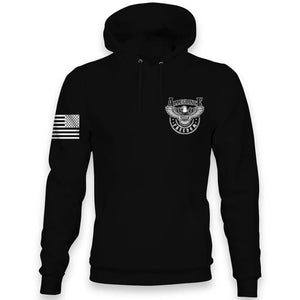 Front view of Allegiance Freedom Eagle Hoodie with small chest crest design